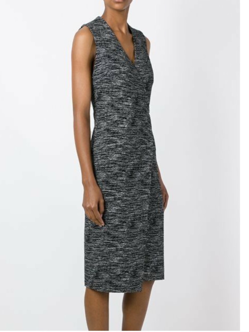 Alice + Olivia Carissa Gray Faux Wrap Dress Size 0 Sleeveless Sheath
